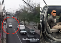 Two-panel Image: Left Shows a White Car in Traffic on a City Street Circled in Red; Right Shows a Man Seated in a Vehicle with His Eyes Blacked Out. - Adelante Mty