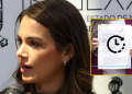 Woman Speaking into a Microphone at a Press Conference; Inset Shows a Person Holding Papers with a Clock Icon. - Adelante Mty