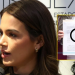 Woman Speaking into a Microphone at a Press Conference; Inset Shows a Person Holding Papers with a Clock Icon. - Adelante Mty