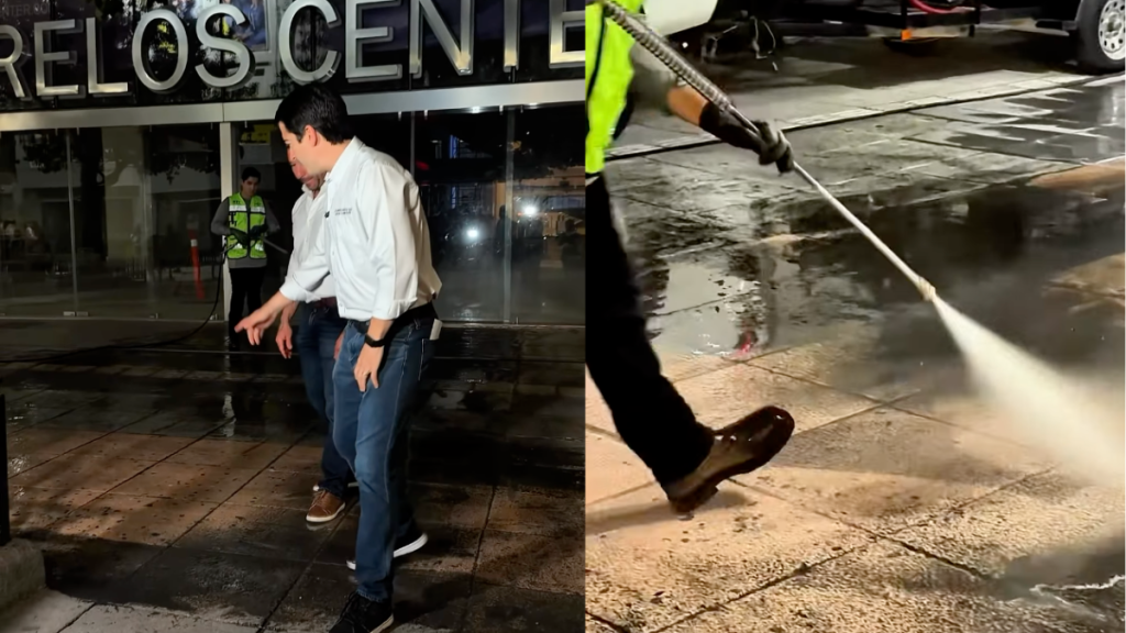 Trabajo Nocturno En La Calle Morelos Supervizada Por Marcelo Segovia  - Adelante Mty